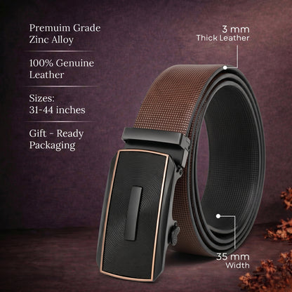 Mens Genuine Leather Belt | 2 in 1 Reversible (Brown & Black) (1 Pc.) - NEXVIOR