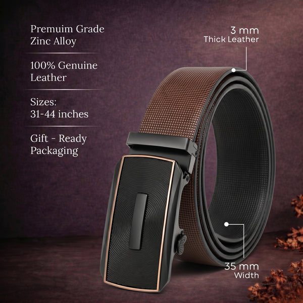 Mens Genuine Leather Belt | 2 in 1 Reversible (Brown & Black) (1 Pc.) - NEXVIOR