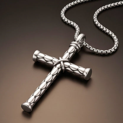 HOLY ARMOR - 31mm Titanium Steel Pendant with 23inch Round Box 4mm Chain for Men & Boys