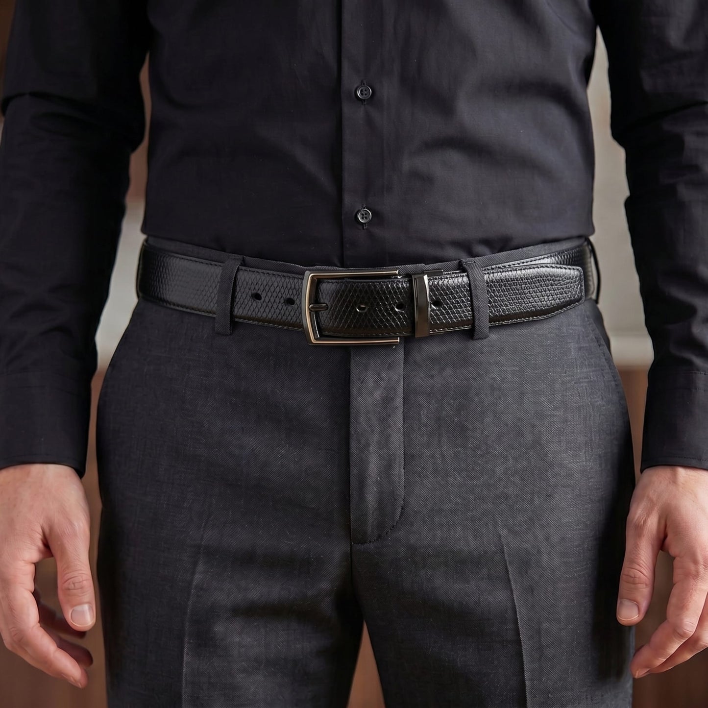 Mens Genuine Leather Belt | 2 in 1 Reversible (Black & Brown) (1 Pc.) - REXVA