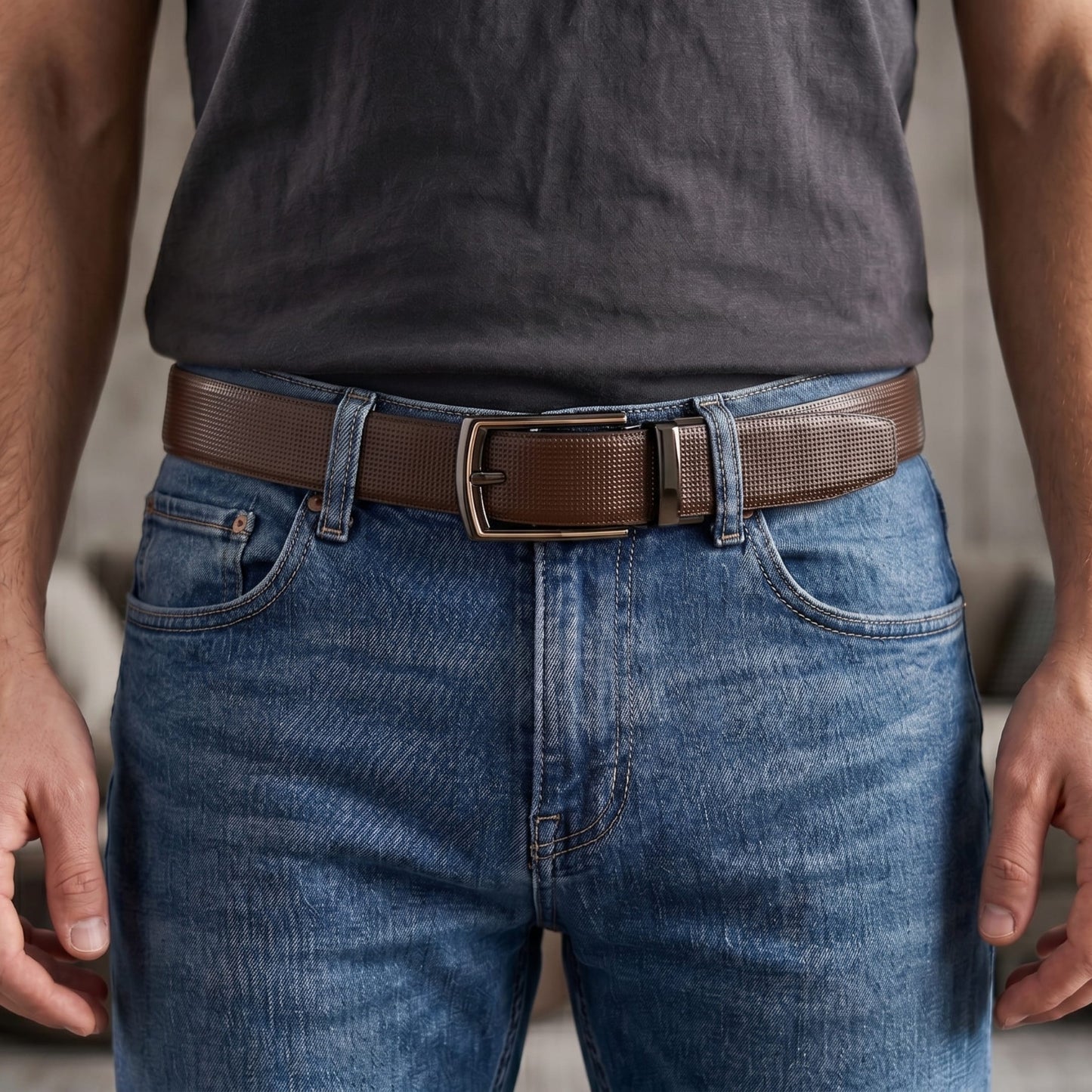 Mens Genuine Leather Belt | 2 in 1 Reversible (Brown & Black) (1 Pc.) - NEXVIOR