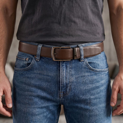 Mens Genuine Leather Belt | 2 in 1 Reversible (Brown & Black) (1 Pc.) - NEXVIOR