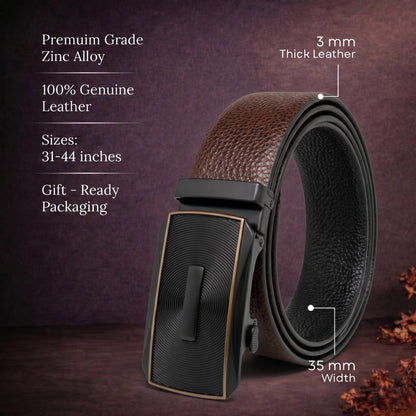 Mens Genuine Leather Belt | 2 in 1 Reversible (Brown & Black) (1 Pc.) - LUXORIC