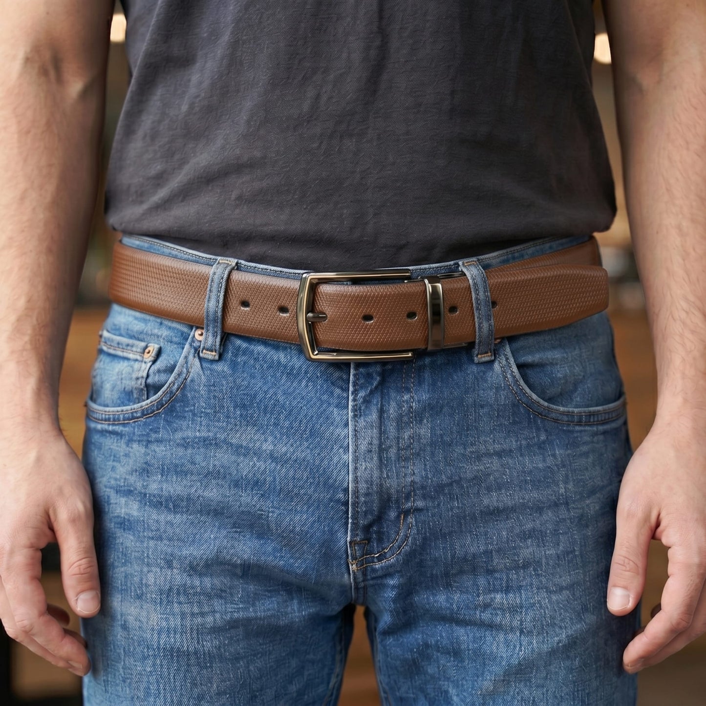 Mens Genuine Leather Belt | 2 in 1 Reversible (Brown & Black) (1 Pc.) - SIGNORA