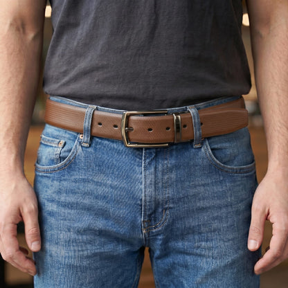 Mens Genuine Leather Belt | 2 in 1 Reversible (Brown & Black) (1 Pc.) - SIGNORA