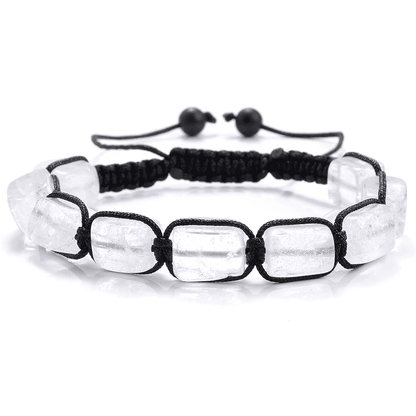 MOONSTONE SQUARE  - Beads Bracelet with Natural Stone - Adjustable Bracelet for Men & Boys