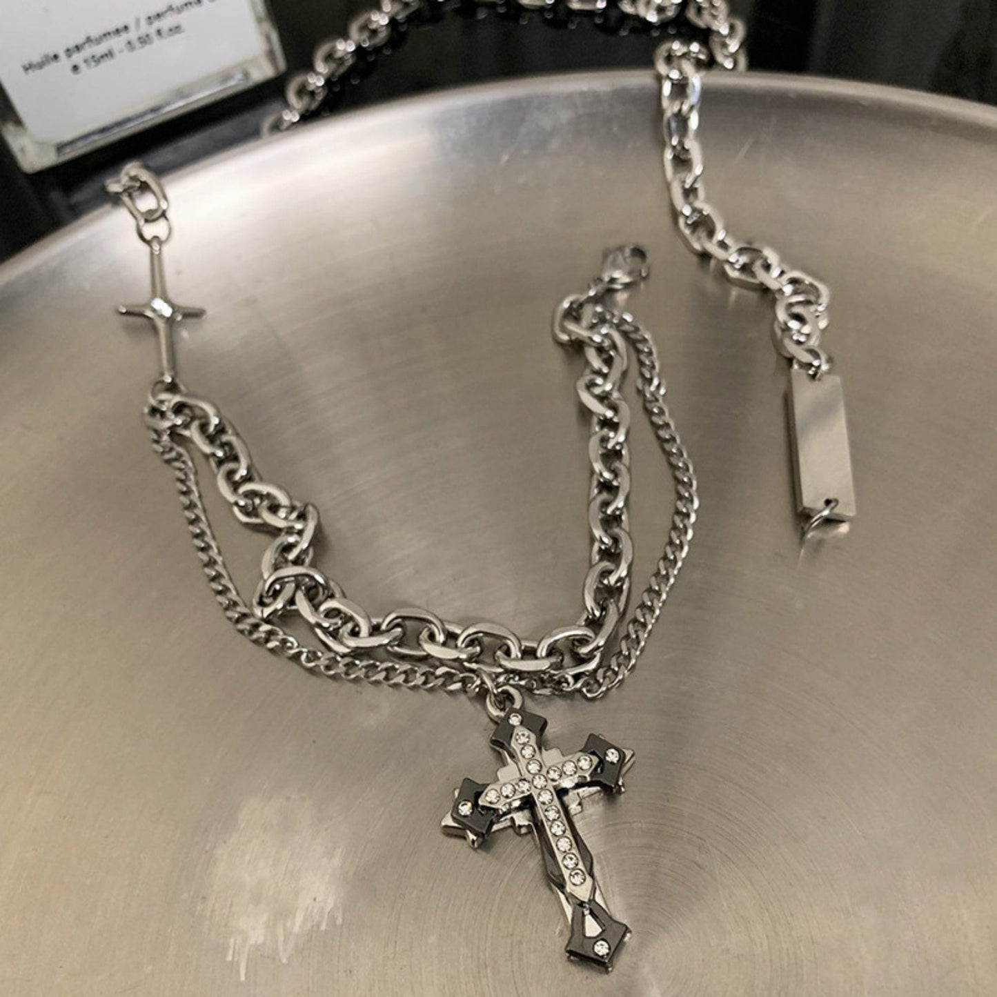 CROSS FUSION - 26mm Titanium Steel Pendant with 8mm Chain for Men & Boys - 21 inch