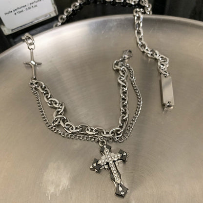 CROSS FUSION - 26mm Titanium Steel Pendant with 8mm Chain for Men & Boys - 21 inch