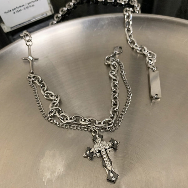 CROSS FUSION - 26mm Titanium Steel Pendant with 8mm Chain for Men & Boys - 21 inch