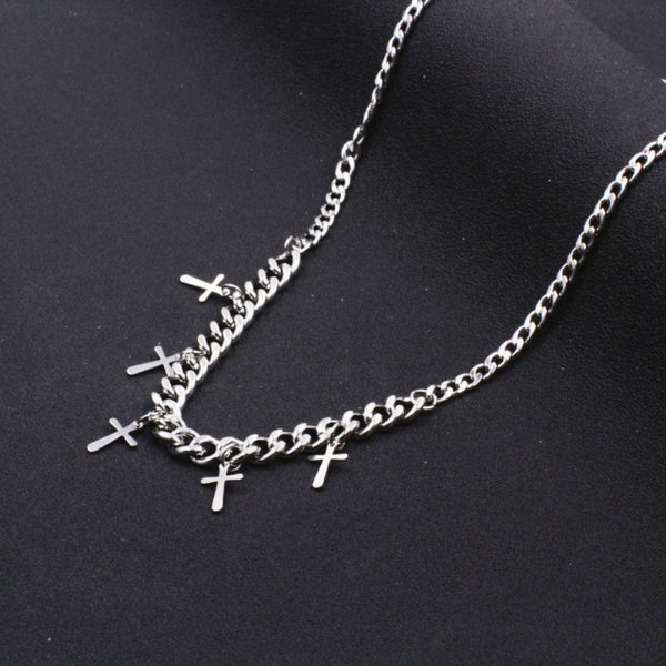 MULTI CROSS LINK - 11mm Titanium Steel Pendant with 7mm Chain for Men & Boys - 24 inch