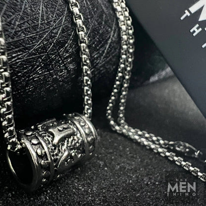 THE MEN THING Alloy Mantra Pendant with Pure Stainless Steel 24inch Chain for Men, American trending Style - Round Box Chain & Pendant for Men & Boy