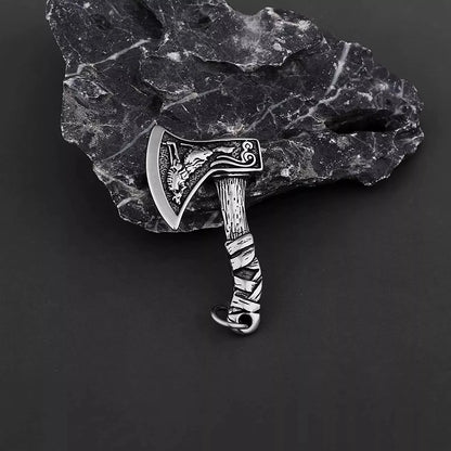 THE MEN THING Alloy Axe Pendant with Pure Stainless Steel 24inch Chain for Men, American trending Style - Round Box Chain & Pendant for Men & Boy