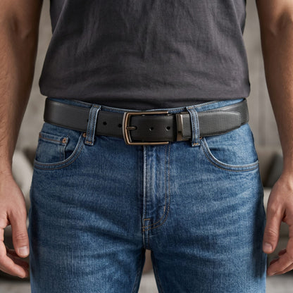 Mens Genuine Leather Belt | 2 in 1 Reversible (Black & Brown) (1 Pc.) - NEXVIOR