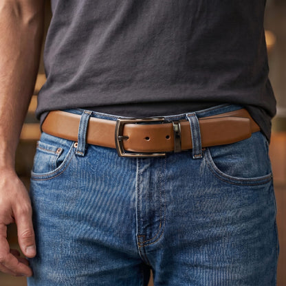 Mens Genuine Leather Belt | 2 in 1 Reversible (Brown & Black) (1 Pc.) - VELARO