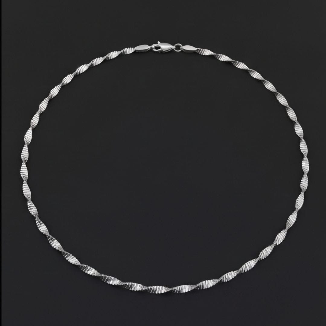 TWIST SERPENTINE - 1mm Stainless Steel Twist Chain with Lobster Clasp for Men & Boys (21 inch)