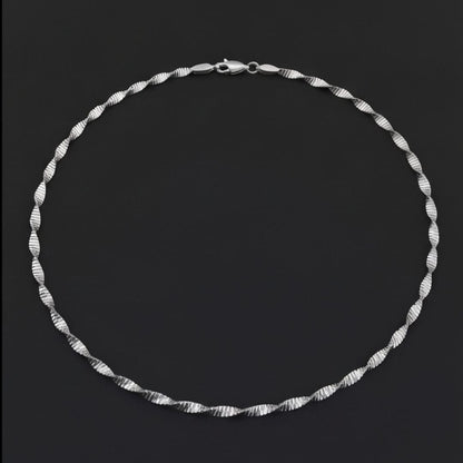 TWIST SERPENTINE - 1mm Stainless Steel Twist Chain with Lobster Clasp for Men & Boys (21 inch)