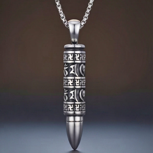 MYSTIC BULLET - 11mm Pure Titanium Steel Pendant with 23inch Round Box 4mm Chain for Men & Boys