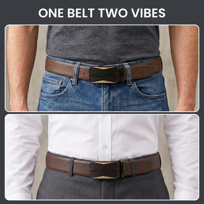 Mens Genuine Leather Belt | 2 in 1 Reversible (Brown & Black) (1 Pc.) - NEXVIOR