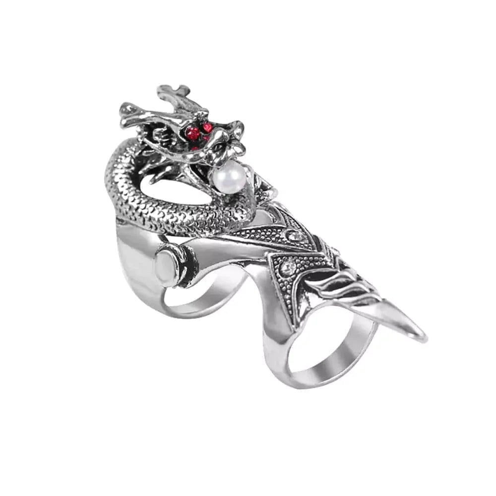 Pearleyed - Gothic Snake Knuckle Adjustable Joint Full Finger Ring For Men & Boys