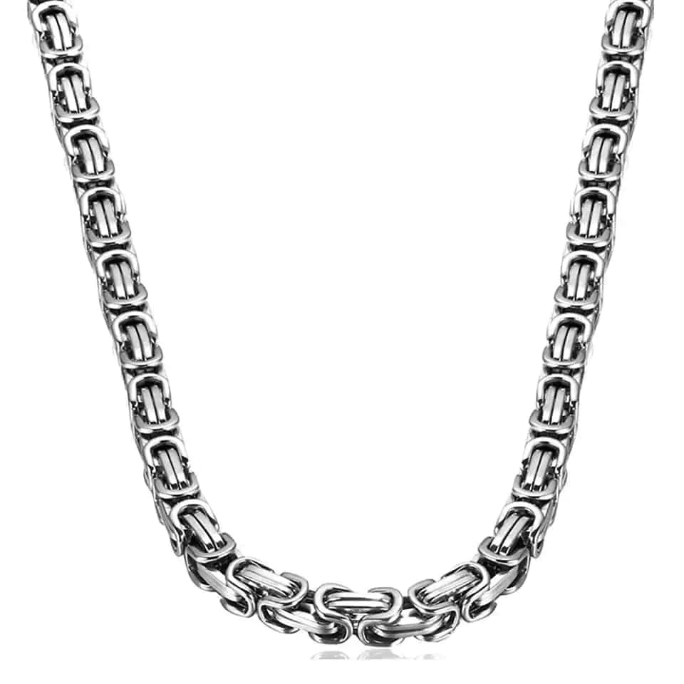 THE MEN THING Chain for Men - 4.5mm Byzantine Chain Silver Stainless Steel 21.5inch for Men & Boys