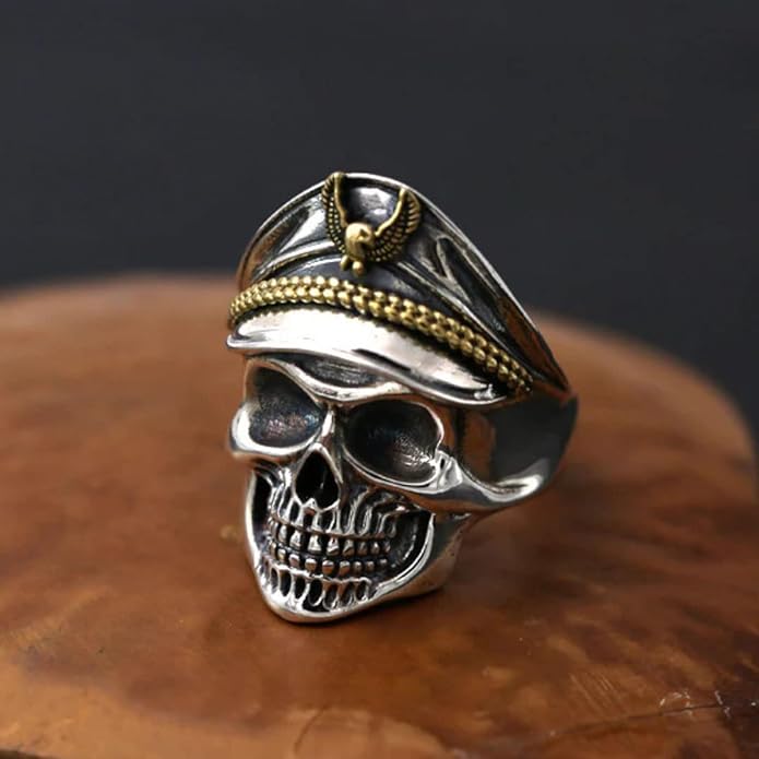 Captain Skull - Pure Titanium Steel Ring Luxury Collection (Size:  17 22 25)