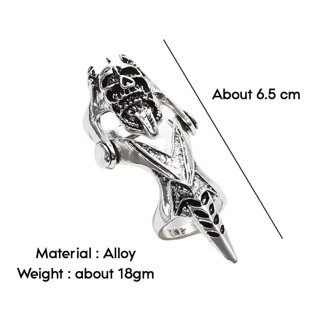 Gothickull - Gothic Skull Knuckle Adjustable Joint Full Finger Ring For Men & Boys