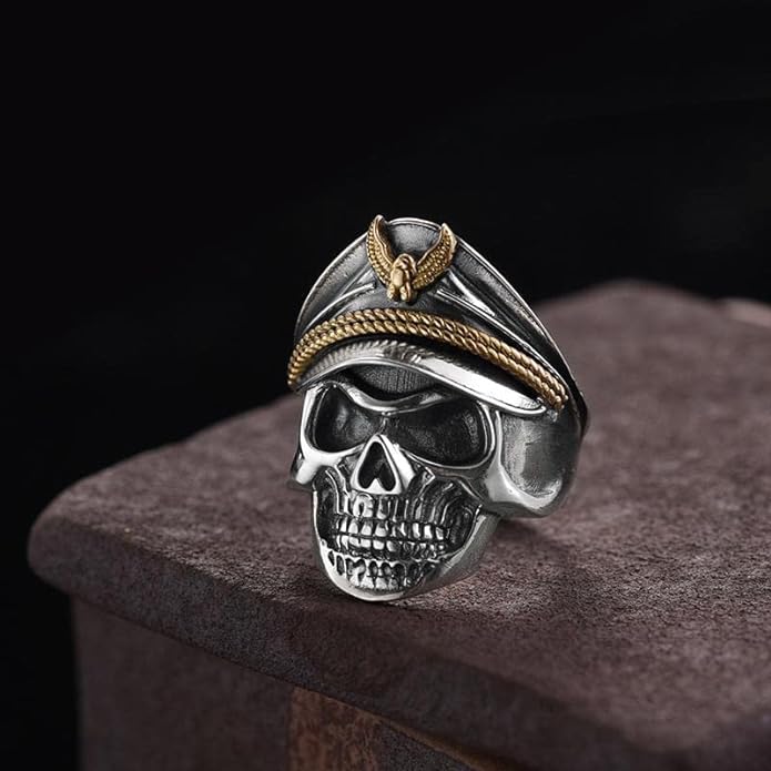 Captain Skull - Pure Titanium Steel Ring Luxury Collection (Size:  17 22 25)