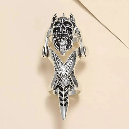 Gothickull - Gothic Skull Knuckle Adjustable Joint Full Finger Ring For Men & Boys