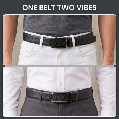 Mens Genuine Leather Belt | 2 in 1 Reversible (Black & Brown) (1 Pc.) - LUXORIC