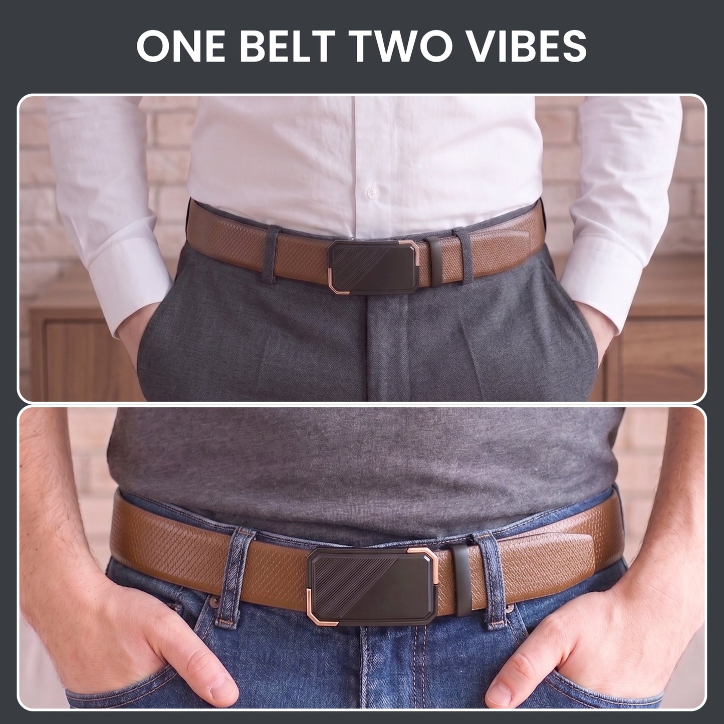 Mens Genuine Leather Belt | 2 in 1 Reversible (Brown & Black) (1 Pc.) - SIGNORA