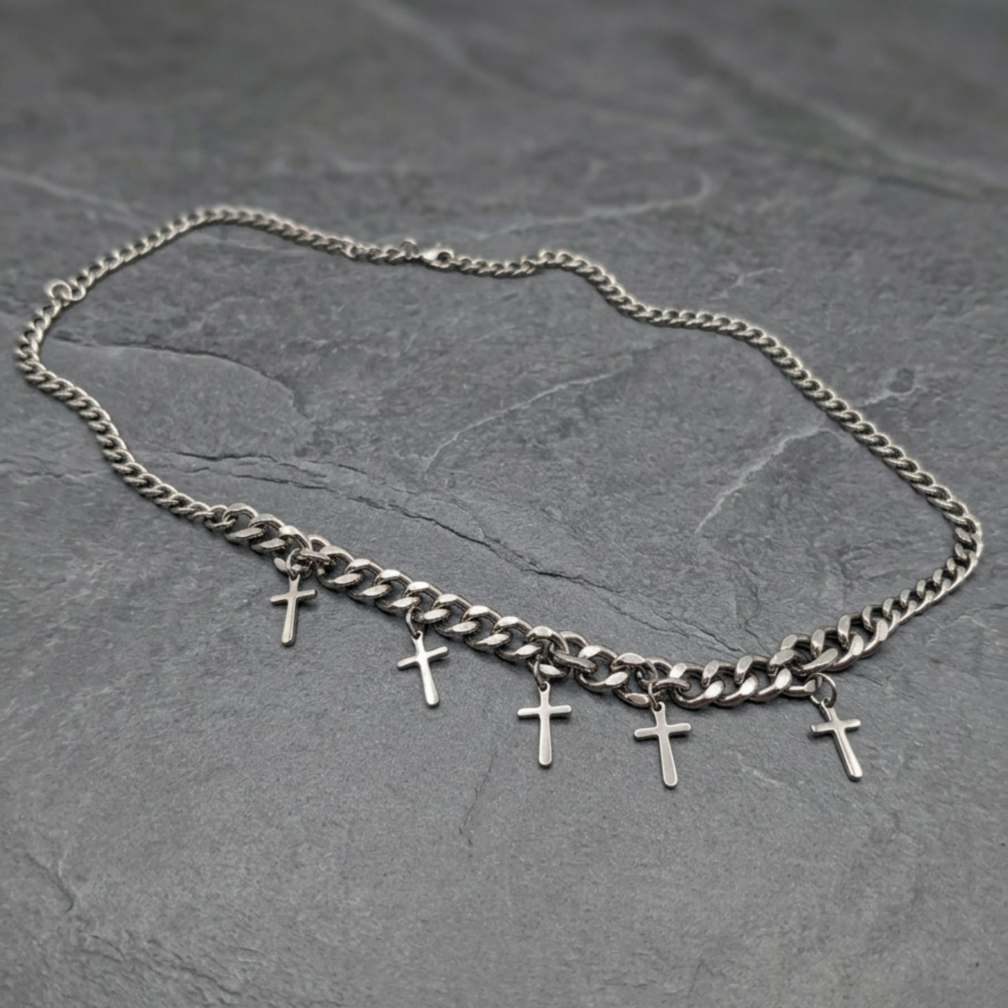 MULTI CROSS LINK - 11mm Titanium Steel Pendant with 7mm Chain for Men & Boys - 24 inch
