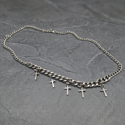 MULTI CROSS LINK - 11mm Titanium Steel Pendant with 7mm Chain for Men & Boys - 24 inch
