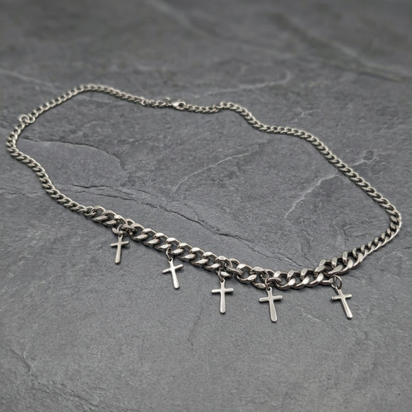 MULTI CROSS LINK - 11mm Titanium Steel Pendant with 7mm Chain for Men & Boys - 24 inch