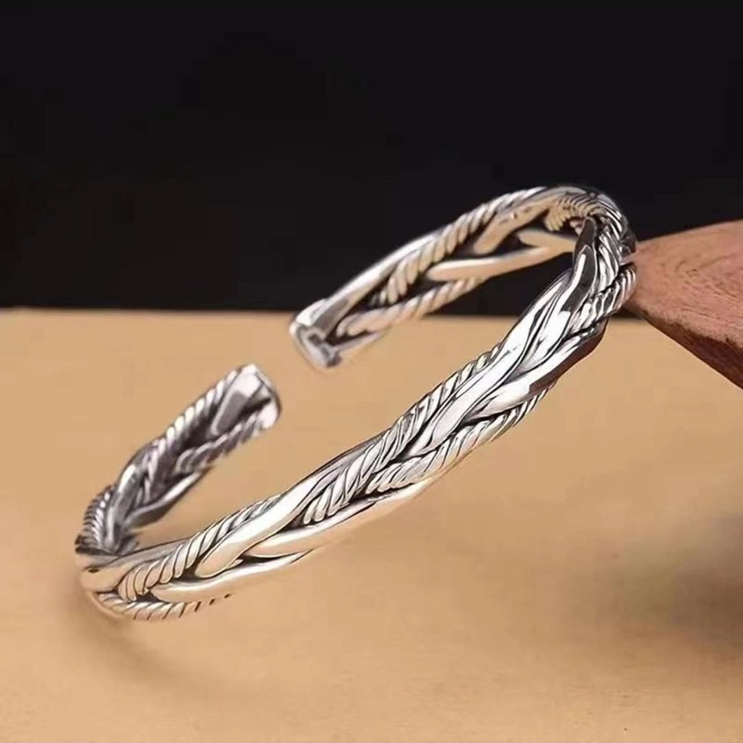 Twisted Texture - Open Bangle Bracelet (Adjustable) Elegant Look 5Mm Copper For Men & Boys