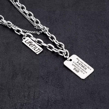 DAD TAG LAYER - 20mm Titanium Steel Pendant with 9mm Chain for Men & Boys (18 to 20 inch)