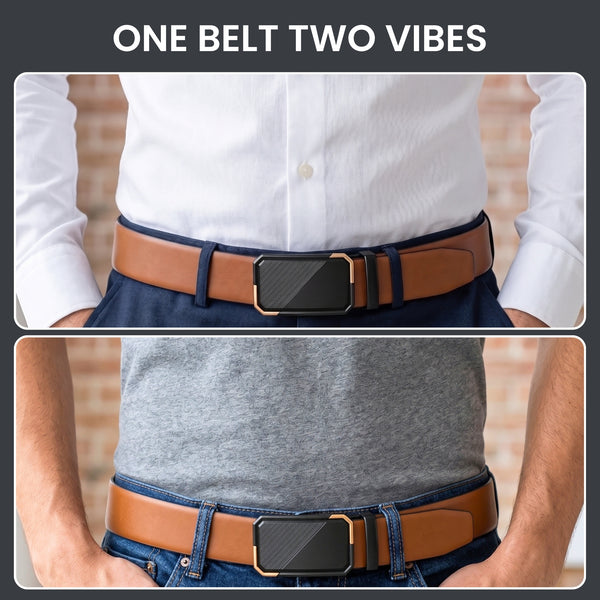 Mens Genuine Leather Belt | 2 in 1 Reversible (Brown & Black) (1 Pc.) - VELARO