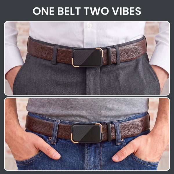 Mens Genuine Leather Belt | 2 in 1 Reversible (Brown & Black) (1 Pc.) - LUXORIC