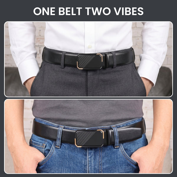 Mens Genuine Leather Belt | 2 in 1 Reversible (Black & Brown) (1 Pc.) - VELARO