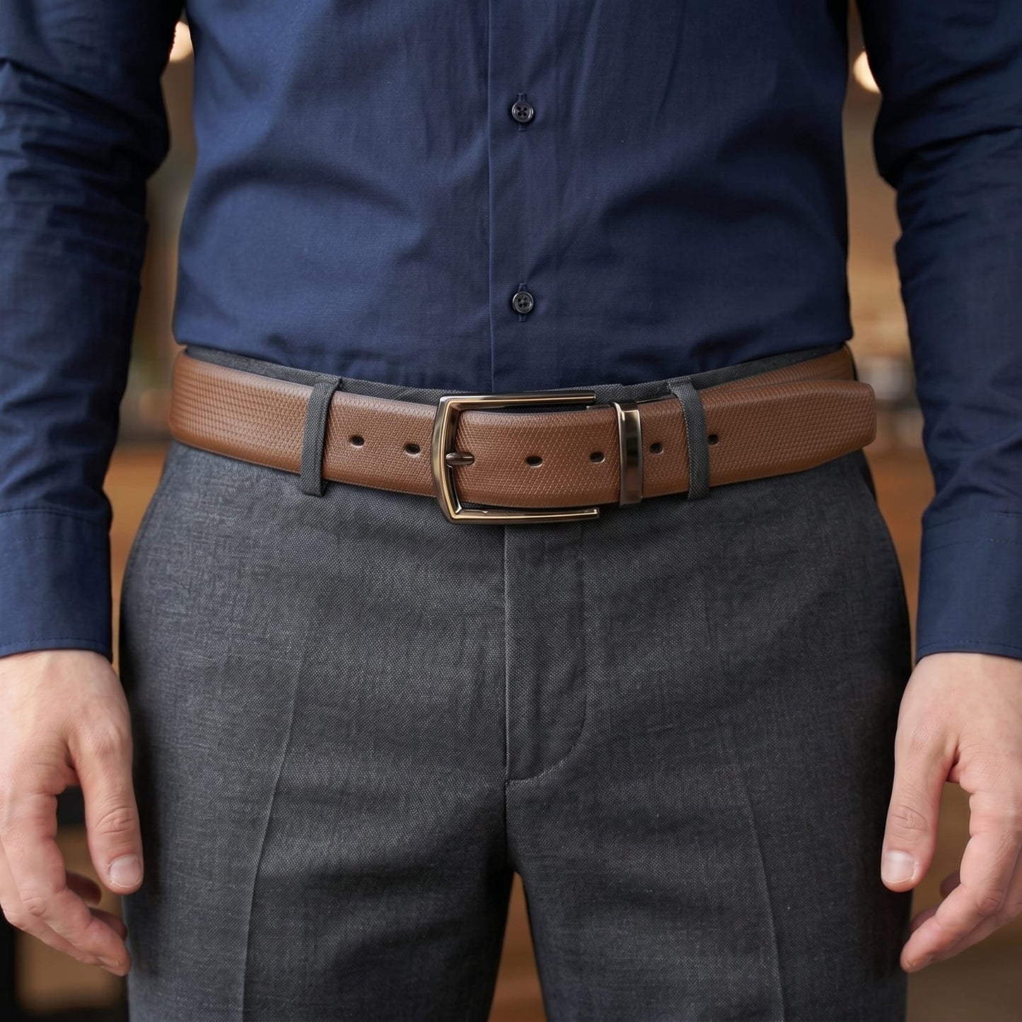 Mens Genuine Leather Belt | 2 in 1 Reversible (Brown & Black) (1 Pc.) - SIGNORA