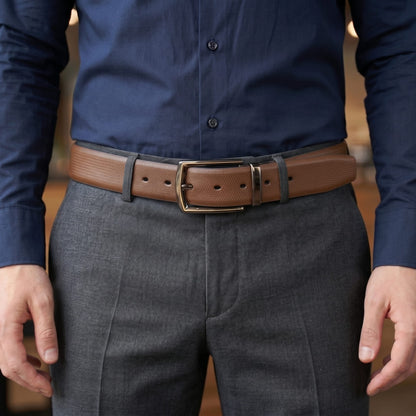Mens Genuine Leather Belt | 2 in 1 Reversible (Brown & Black) (1 Pc.) - SIGNORA