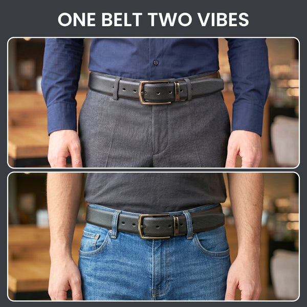 Mens Genuine Leather Belt | 2 in 1 Reversible (Black & Brown) (1 Pc.) - SIGNORA