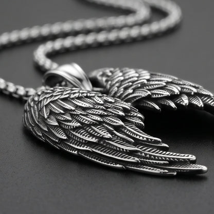 HEAVEN SERAPH - 38mm Titanium Steel Pendant with 23inch Round Box 4mm Chain for Men & Boys