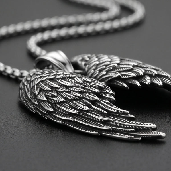 HEAVEN SERAPH - 38mm Titanium Steel Pendant with 23inch Round Box 4mm Chain for Men & Boys