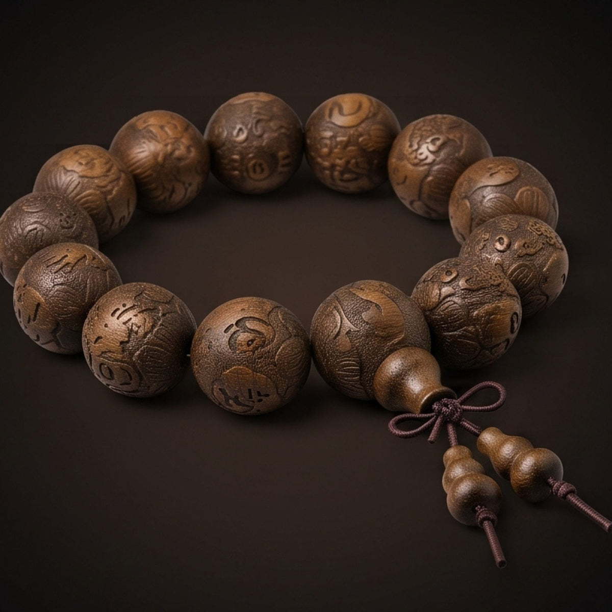ZEN RELIC - 22mm Wooden Beads Bracelet with Natural Stone - Adjustable Bracelet