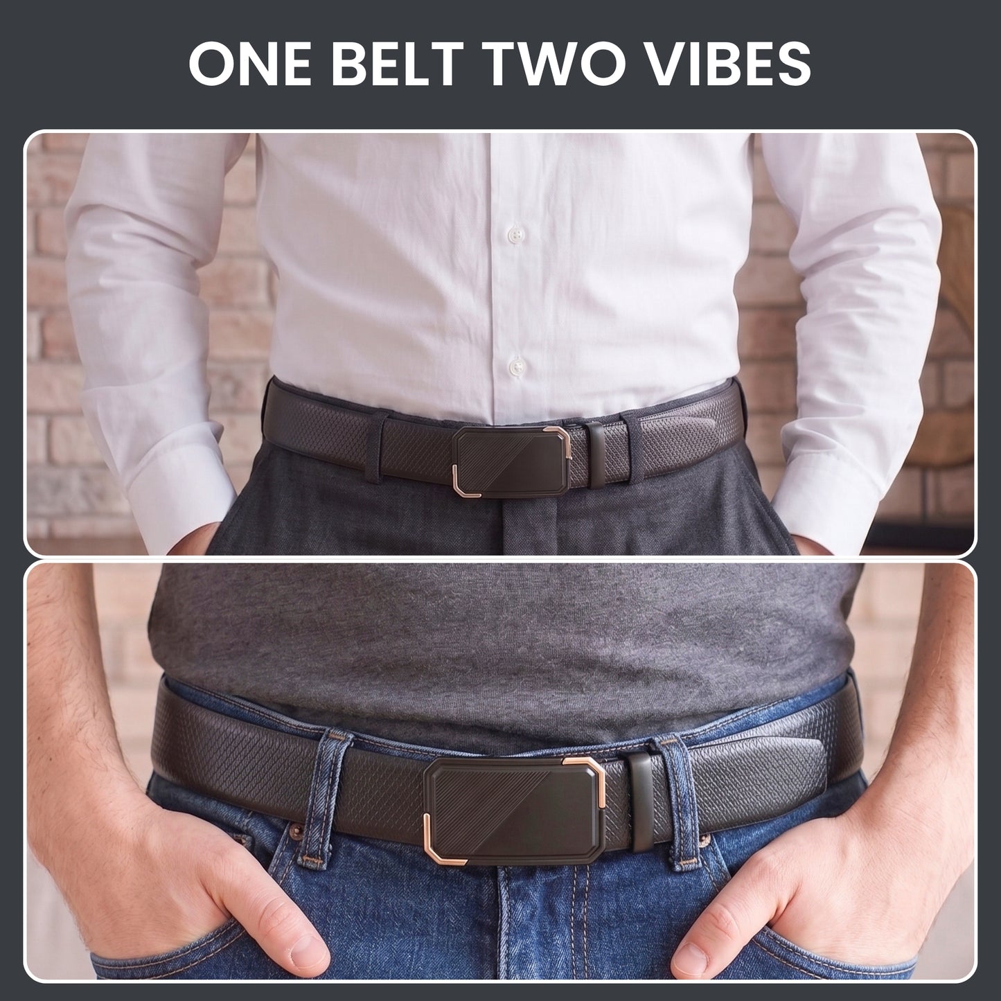 Mens Genuine Leather Belt | 2 in 1 Reversible (Black & Brown) (1 Pc.) - SIGNORA