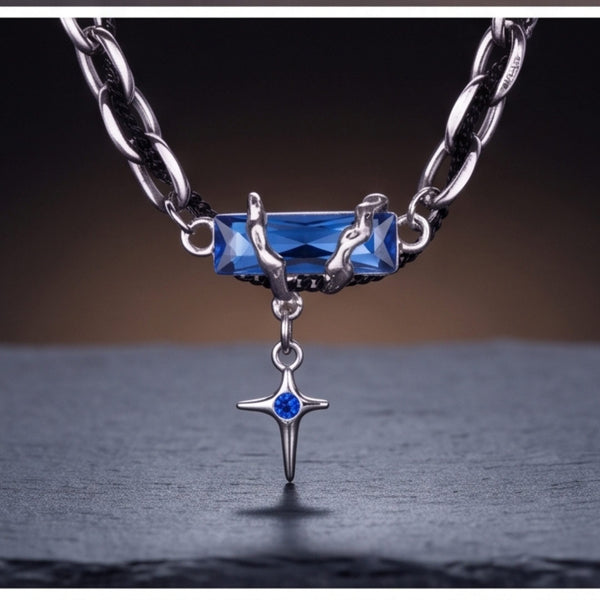 OBSIDIAN BLUEC ROSS - 30mm Titanium Steel Pendant with 20 to 22inch Adjustable Cable 7mm Chain for Men & Boys