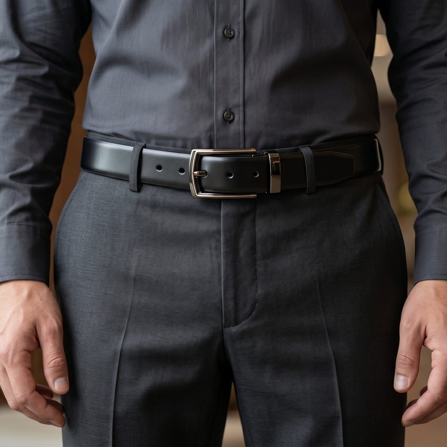 Mens Genuine Leather Belt | 2 in 1 Reversible (Black & Brown) (1 Pc.) - VELARO