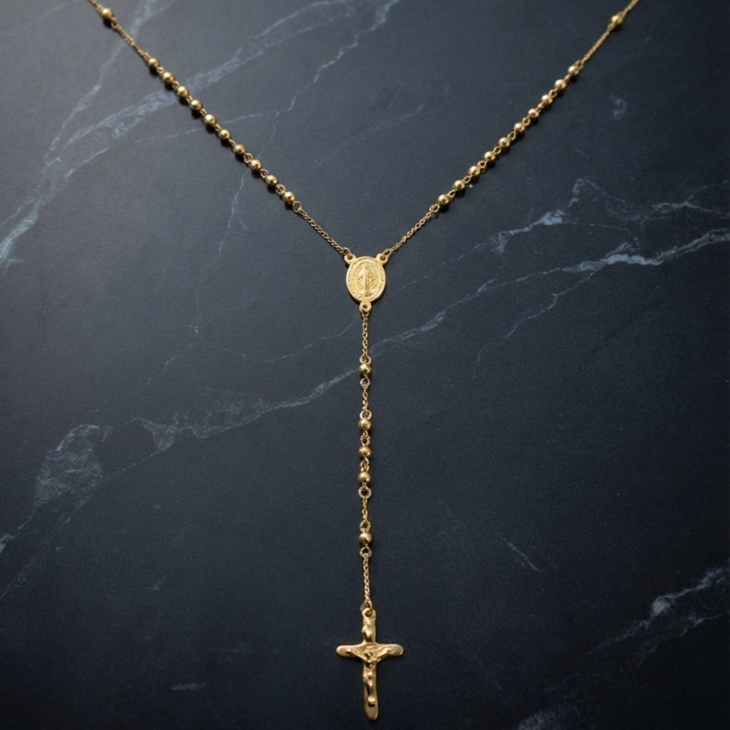 MIRACULOUS ROSARY - GOLDEN- 21mm Titanium Steel Pendant with 38inch Chain for Men & Boys