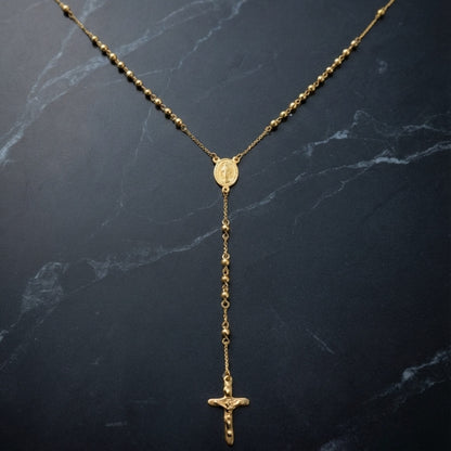 MIRACULOUS ROSARY - GOLDEN- 21mm Titanium Steel Pendant with 38inch Chain for Men & Boys