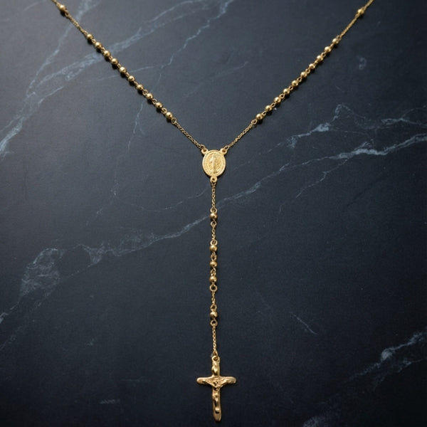 MIRACULOUS ROSARY - GOLDEN- 21mm Titanium Steel Pendant with 38inch Chain for Men & Boys